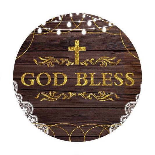 Lofaris God Bless With Wooden Round Backdrop For Decoration