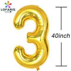 Lofaris Gold 30 Number Balloons DIY Birthday Anniversary Party Decoration