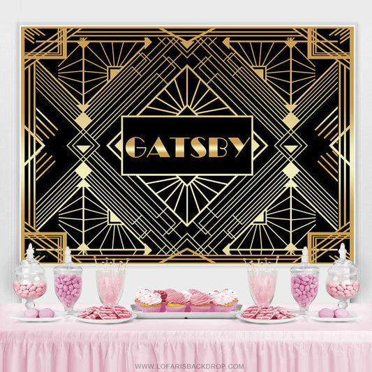 Lofaris Gold And Black Gabsty Birthday Party Decro Backdrop