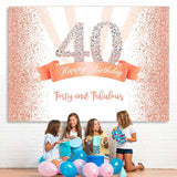 Load image into Gallery viewer, Lofaris Gold and Pink Dots Happy 40th Birthday Party Backdrop