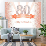 Load image into Gallery viewer, Lofaris Gold and Pink Dots Happy 80th Birthday Party Backdrop