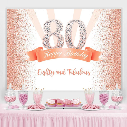 Lofaris Gold and Pink Dots Happy 80th Birthday Party Backdrop
