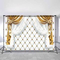 Lofaris Gold And White Curtain Wedding Party Decoration Backdrop