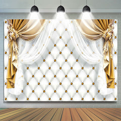 Lofaris Gold And White Curtain Wedding Party Decoration Backdrop