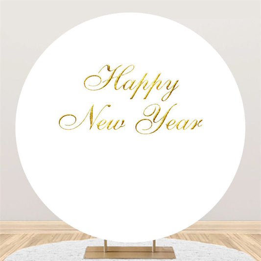 Lofaris Gold And White Happy New Year Circle Backdrop For Party