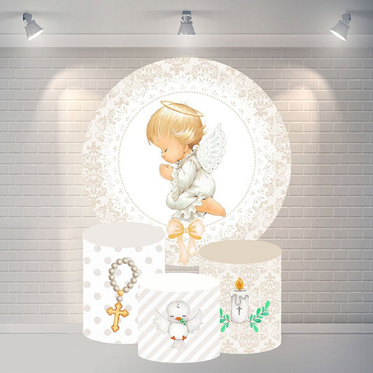 Lofaris Gold Baby And Wing Round Shower Backdrop For Party