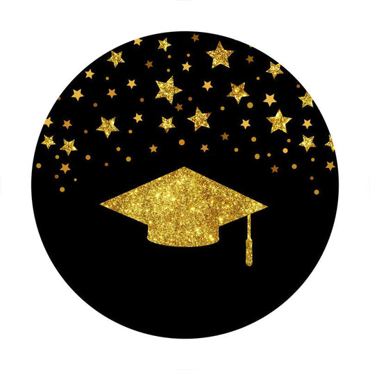 Lofaris Gold Bachelor Cap And Star Round Graduation Backdrop