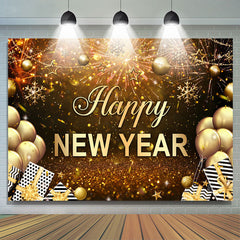 Lofaris Gold Ballon And Star Bokeh Happy New Year Backdrop