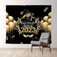 Lofaris Gold Ballons And Black Class Of 2022 Party Backdrop