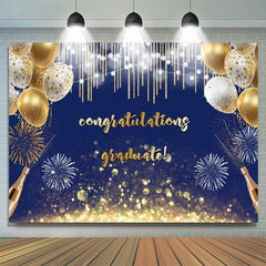 Lofaris Gold Ballons Bokeh Royal Blue Congratulations Backdorp
