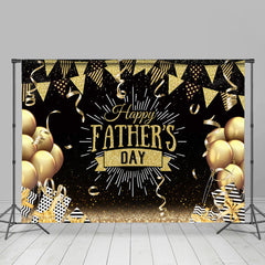 Lofaris Gold Balloon Ribbon Happy Fathers Day Glitter Backdrop