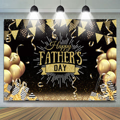 Lofaris Gold Balloon Ribbon Happy Fathers Day Glitter Backdrop