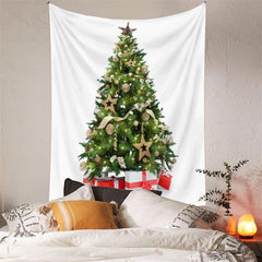 Lofaris Gold Bauble Christmas Tree With Gift Wall Tapestry