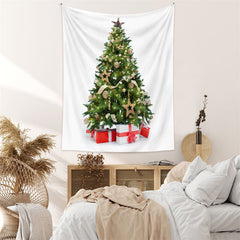 Lofaris Gold Bauble Christmas Tree With Gift Wall Tapestry