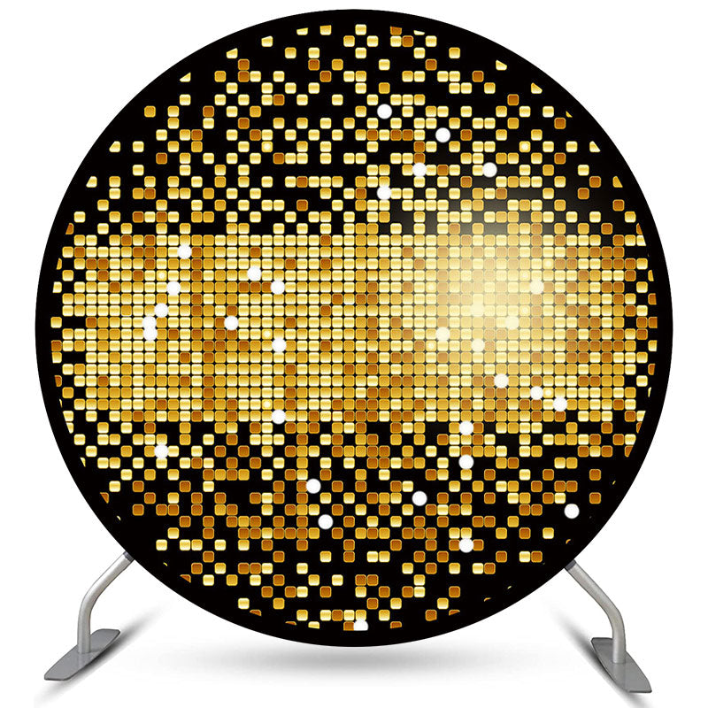 Lofaris Gold Black Glitter Round Backdrops for Birthday