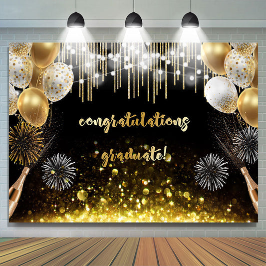 Lofaris Gold Bokeh Ballons Congratulations Graduate Backdorp