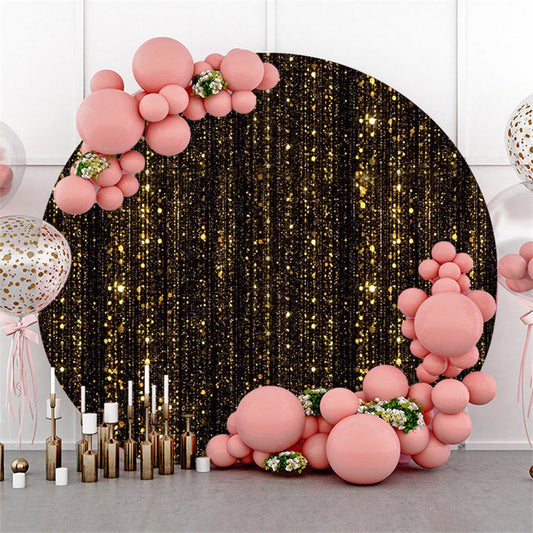 Lofaris Gold Bokeh Glitter And Black Round Birthday Backdrop