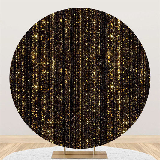 Lofaris Gold Bokeh Glitter And Black Round Birthday Backdrop