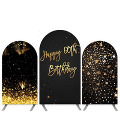 Lofaris Gold Bokeh Glitter Black Happy 60th Birthday Arch Backdrop Kit