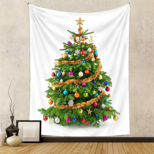 Lofaris Gold Colorful Bauble Christmas Tree Wall Tapestry