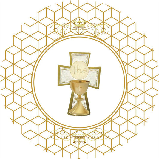 Lofaris Gold Crown And Abstract Lines Round Baby Shower Backdrop