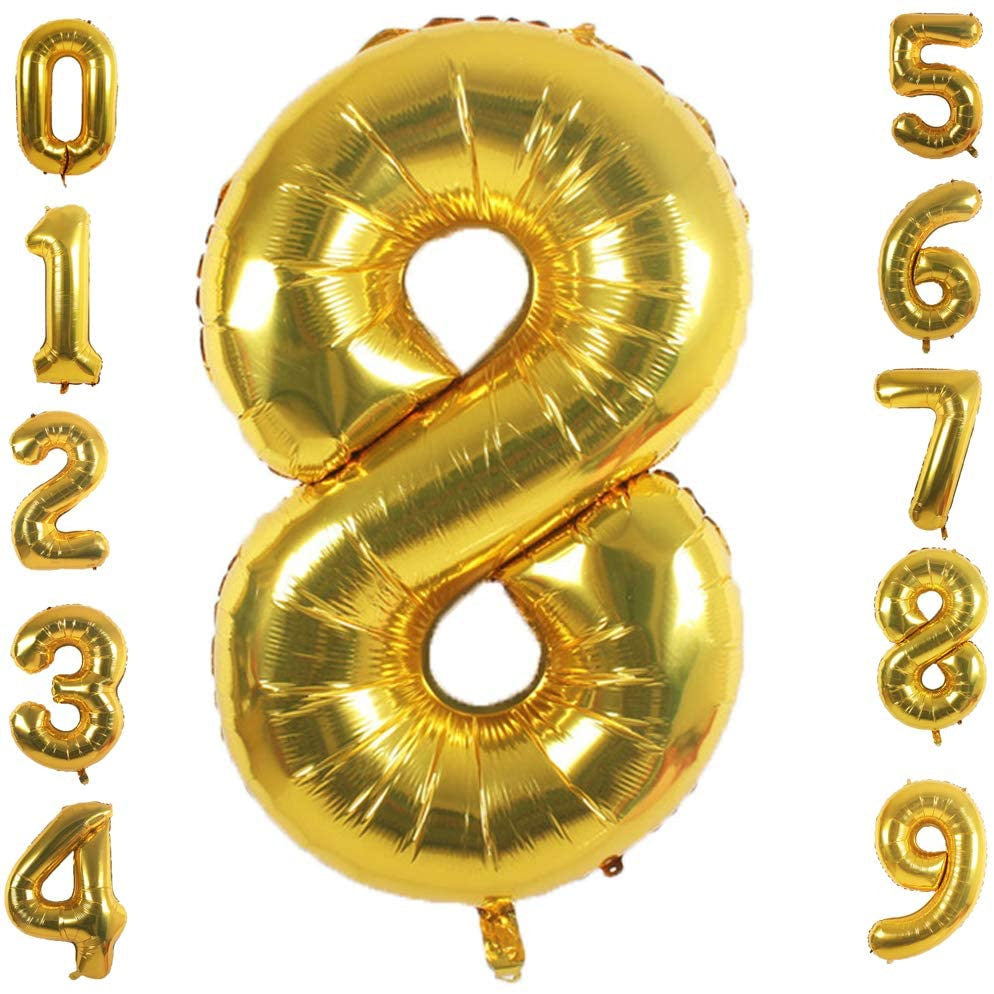 Gold DIY Number Foil Mylar Balloons 40 Inch Party Decoration – Lofaris