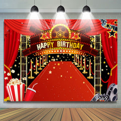 Lofaris Gold Five-pointed Star Red Carpet Birthday Backdrop