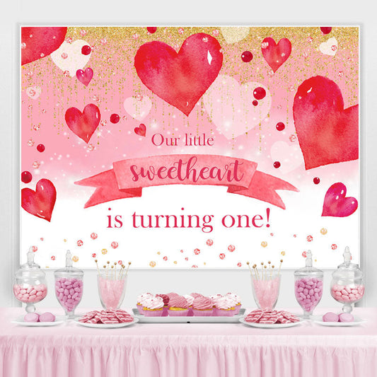 Lofaris Gold Glitte Sweetheart Turning One Birthday Backdrop