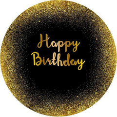 Lofaris Gold Glitter And Black Round Happy Birthday Backdrop