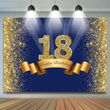 Load image into Gallery viewer, Lofaris Gold Glitter and Blue Party Backdrop for 18Th Birthday