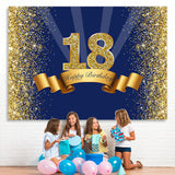 Load image into Gallery viewer, Lofaris Gold Glitter and Blue Party Backdrop for 18Th Birthday