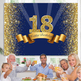 Load image into Gallery viewer, Lofaris Gold Glitter and Blue Party Backdrop for 18Th Birthday