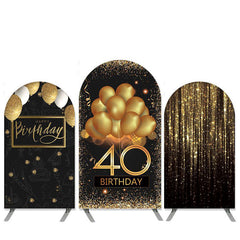 Lofaris Gold Glitter Balloons Theme 40th Birthday Arch Backdrop Kit