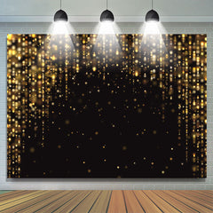 Lofaris Gold Glitter Black Happy Birthday Backdrop For Party