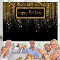 Lofaris Gold Glitter Black Luxurious Happy Birthday Backdrop