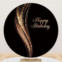 Lofaris Gold Glitter Bokeh Abstract Round Black Birthday Backdrop