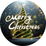 Load image into Gallery viewer, Lofaris Gold Glitter Bokeh Merry Chrismas Tree Round Backdrop