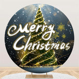 Load image into Gallery viewer, Lofaris Gold Glitter Bokeh Merry Chrismas Tree Round Backdrop