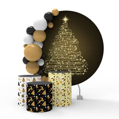 Lofaris Gold Glitter Christmas Tree Black Party Backdrop Kit