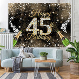 Load image into Gallery viewer, Lofaris Gold Glitter Diamond Bokeh Happy 45th Birthday Backdrop