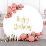 Load image into Gallery viewer, Lofaris Gold Glitter Happy Birthday Round Pure White Backdrop