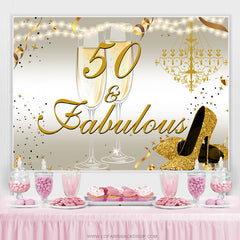 Lofaris Gold Glitter Heels 50th Fabulous Birthday Backdrop