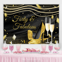 Lofaris Gold Glitter Heels And Black Birthday Party Backdrop