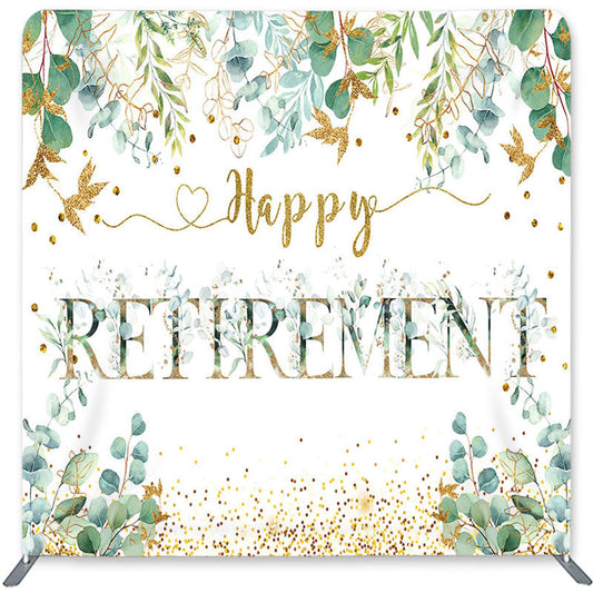 Lofaris Gold Glitter Leaves Double-Sided Backdrop for Retirement