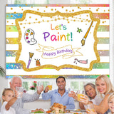 Load image into Gallery viewer, Lofaris Gold Glitter Lets Paint Happy Birthday Party Backdrop