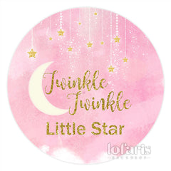Lofaris Gold Glitter Little Star Pink Baby Shower Round Backdrop
