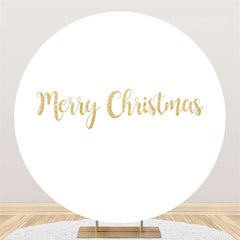 Lofaris Gold Glitter Merry Christmas Round Backdrop For Party