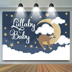 Lofaris Gold Glitter Moon And Sloth Lullaby Baby Shower Backdrop