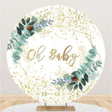 Load image into Gallery viewer, Lofaris Gold Glitter Oh Baby Round Leaves Shower Backdrop
