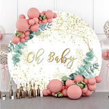 Load image into Gallery viewer, Lofaris Gold Glitter Oh Baby Round Leaves Shower Backdrop